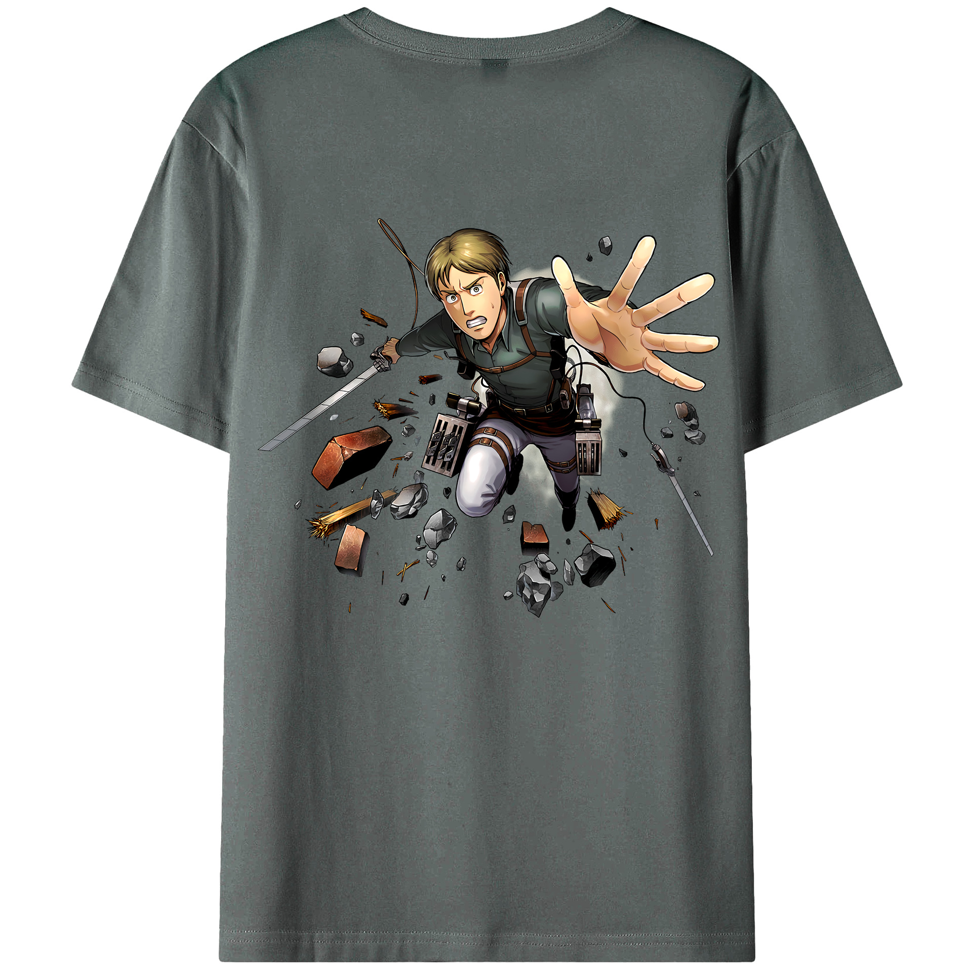 （画像用） 進撃の巨人 Attack on Titan 綿100％ メンズ半袖Tシャツ（バックプリント） 通気性